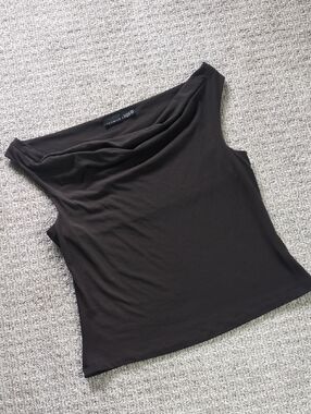 GORGEOUS 90s/00s The Limited Brown Micro Modal Drapey Boatneck Top, Sz XL